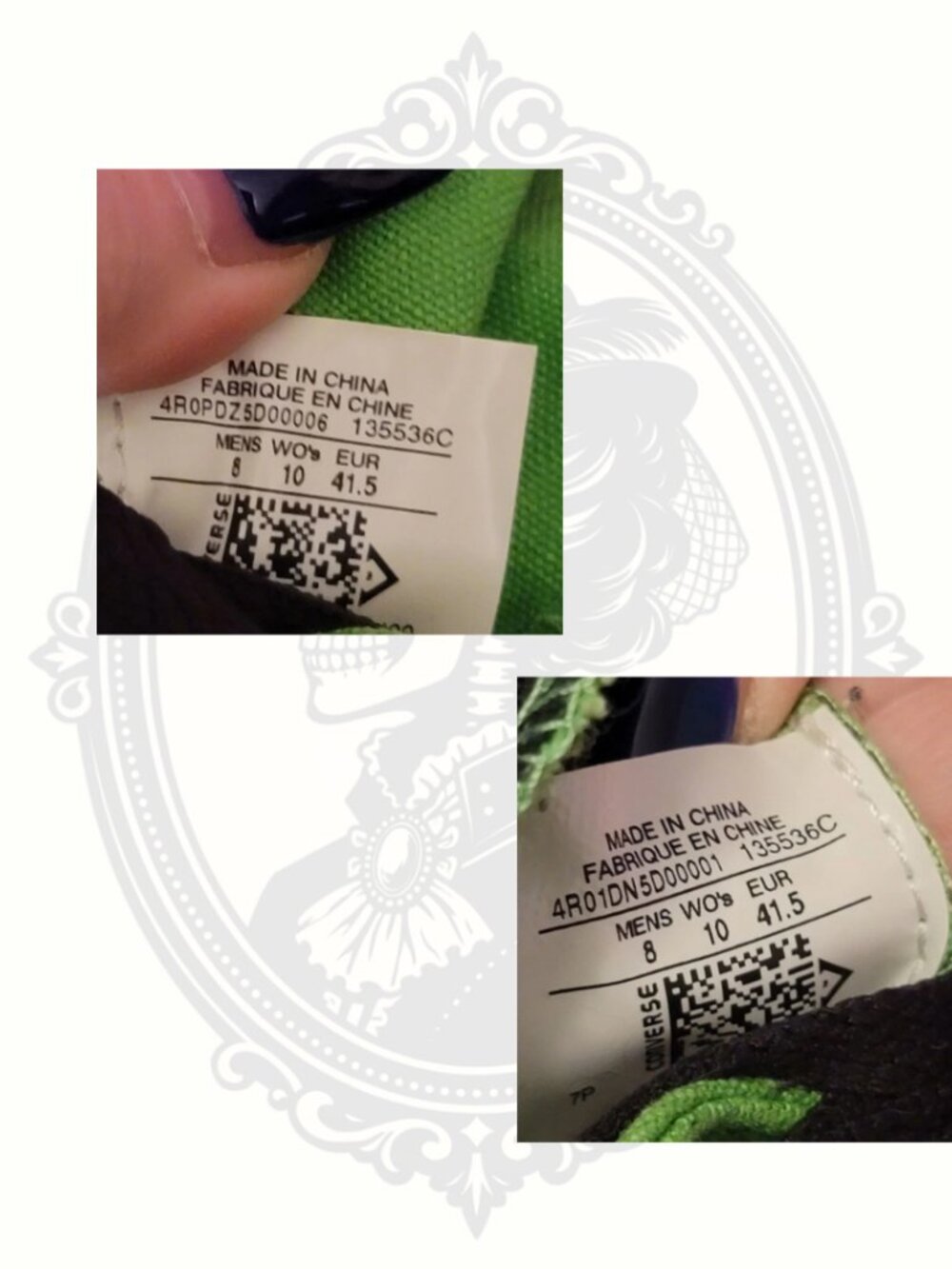 (SOLD) Converse CONS Black & Neon Green High Top Sneakers Mens 8 Womens 10 - Picture 5 of 11